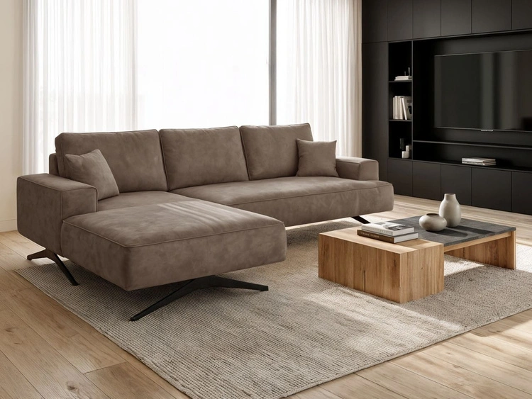 Narożnik L Lewy na metalowych nóżkach Leto brązowy