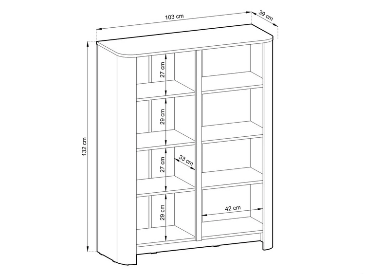 Komoda czterodrzwiowa ze złotą listwą dekoracyjną Brillo Dąb Vicenza