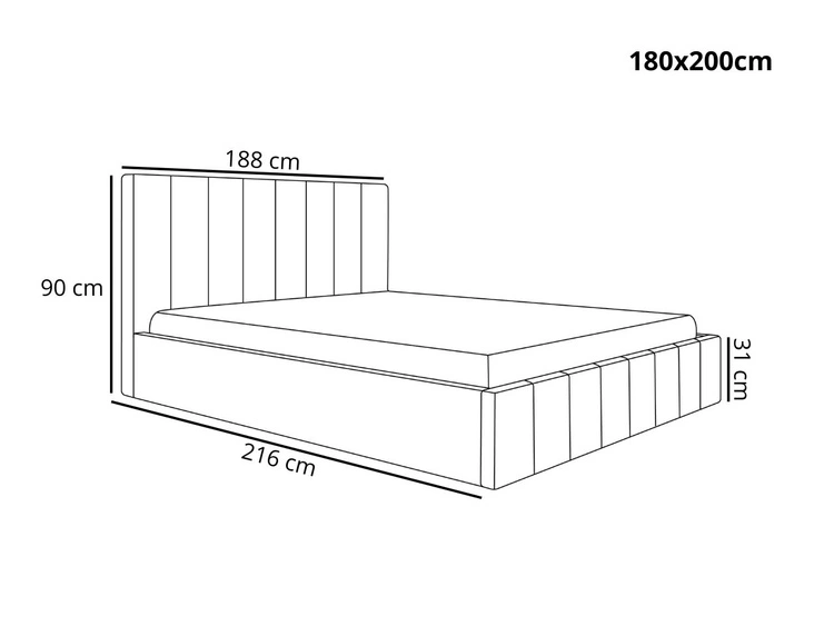 Łóżko tapicerowane z pojemnikiem i stelażem Siena 180x200 beżowy
