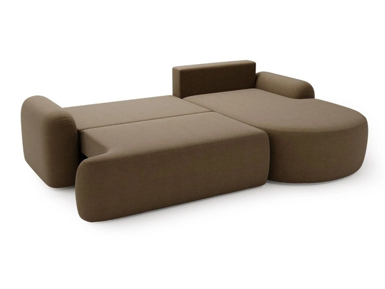 Narożnik L Prawy z funkcją spania i pojemnikiem Aurio Brązowy