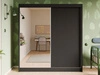 Szafa przesuwna z ryflowanym frontem i lustrem 200 cm Fano Czarna