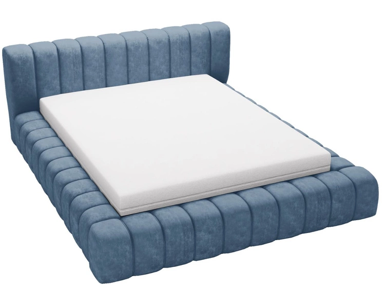 Łóżko tapicerowane z pojemnikiem na pościel i stelażem 160x200 Italia Niebieskie