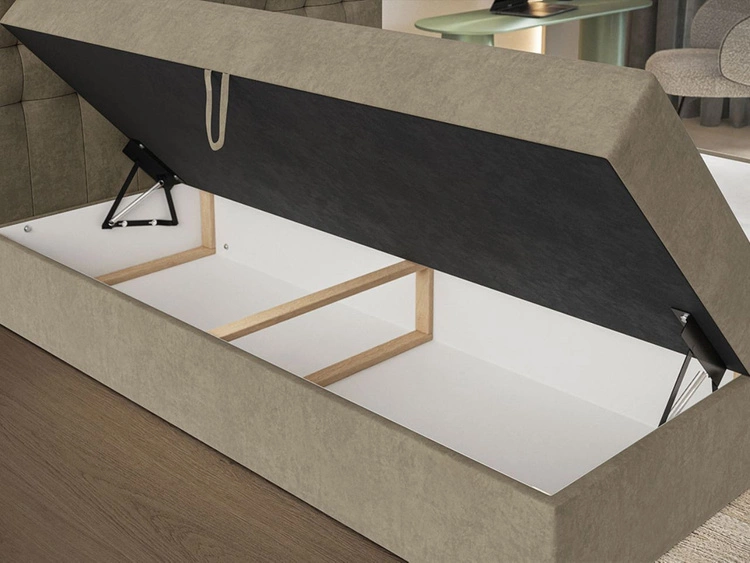 Łóżko kontynentalne z pojemnikiem na pościel 180x200 Denza Beżowe