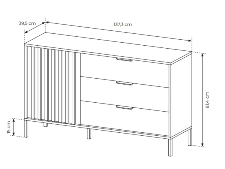 Komoda z drzwiami i szufladami Turia Dąb Artisan, Antracyt