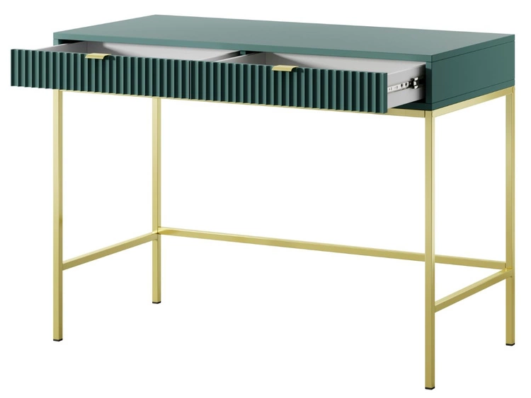 Toaletka ze złotymi metalowymi nogami Amber zielona