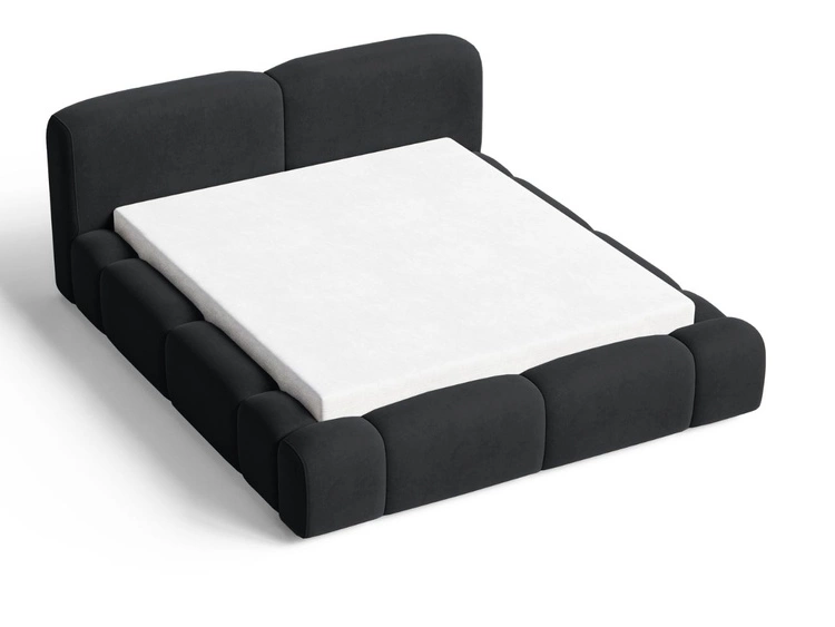 Łóżko tapicerowane z pojemnikiem i stelażem 140x200 Aubi Czarne