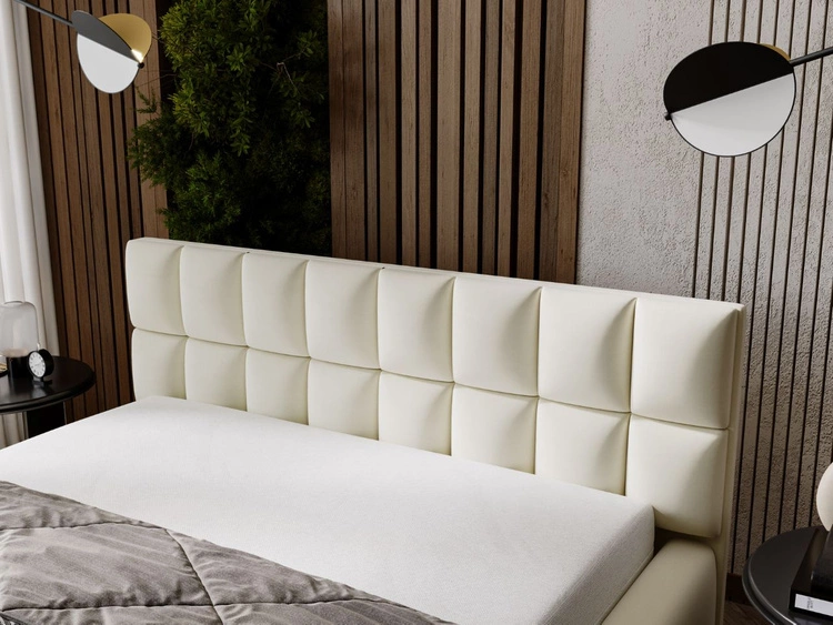 Łóżko tapicerowane z pojemnikiem i stelażem 160x200 Hugo Beżowe