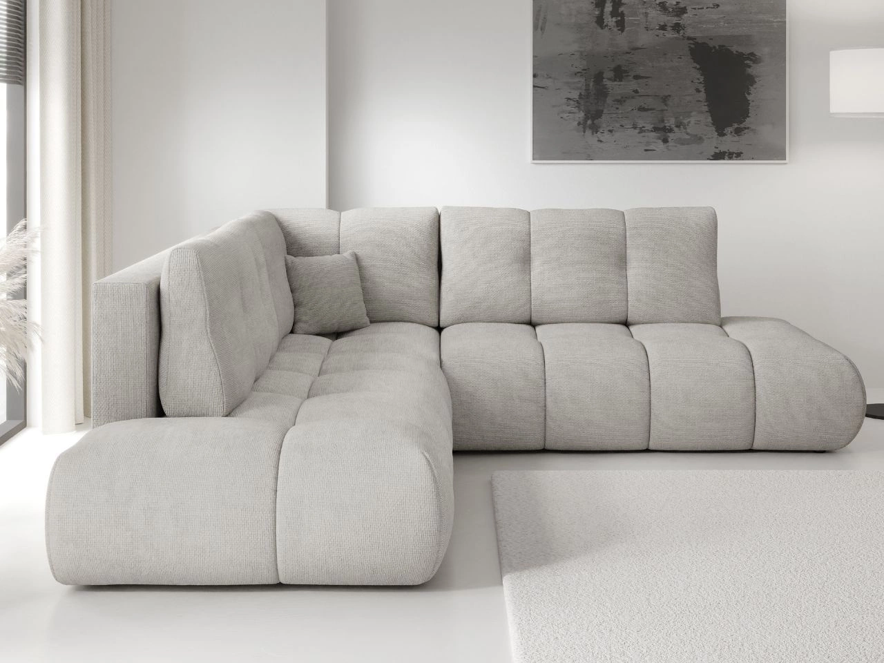 Narożnik z funkcją spania i pojemnikiem Lewy Kair Jasnoszary