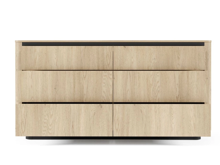 Komoda z sześcioma szufladami 160 cm Fascino Dąb Cremona, czarny