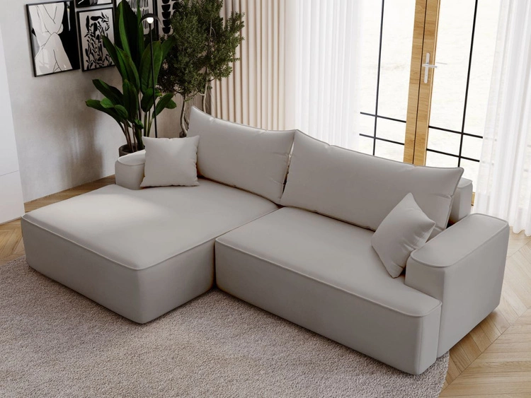 Narożnik L Lewy z funkcją spania i pojemnikiem California Jasnoszary