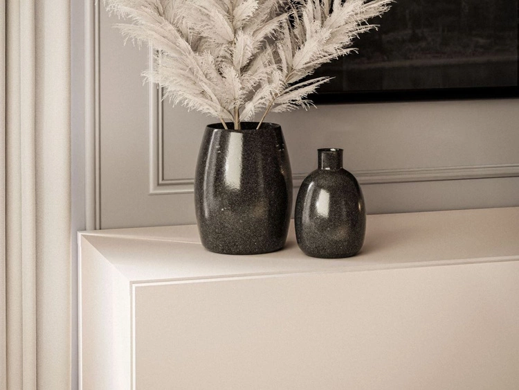 Szafka RTV do salonu 180 cm ze złotymi nóżkami i oświetleniem LED Aurelie Kaszmir mat