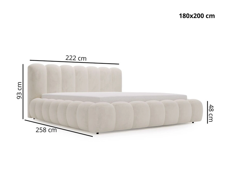 Łóżko tapicerowane z pojemnikiem i stelażem 180x200 Averia Czarny