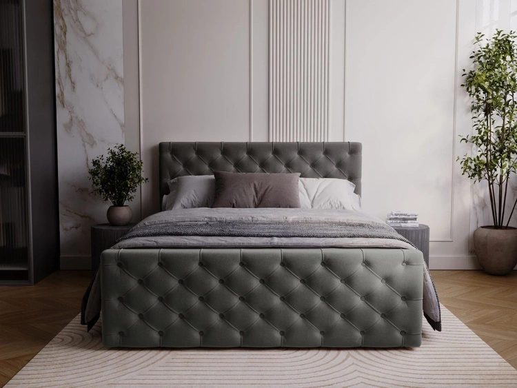 Łóżko kontynentalne z pojemnikiem na pościel 160x200 Montego Antracytowe