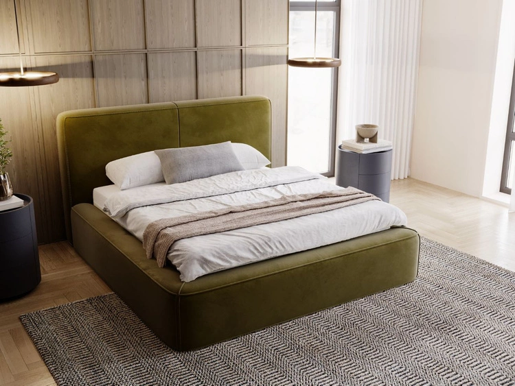 Łóżko tapicerowane z pojemnikiem i stelażem 120x200 Amaro Zielone