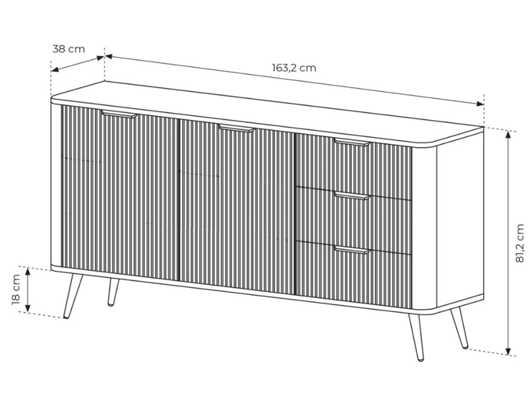 Komoda z szufladami i drzwiami 163 cm Latina Czarna