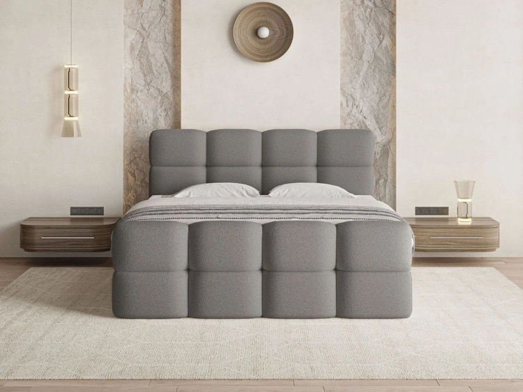 Łóżko kontynentalne z pojemnikiem na pościel 120x200 Rivon Szare