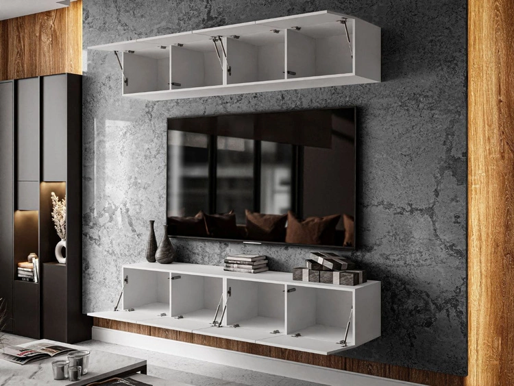 Wisząca meblościanka do salonu Nodoo Biały połysk