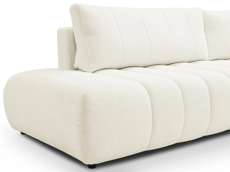 Narożnik z pojemnikiem i funkcją spania Prawy Adoro Kremowy