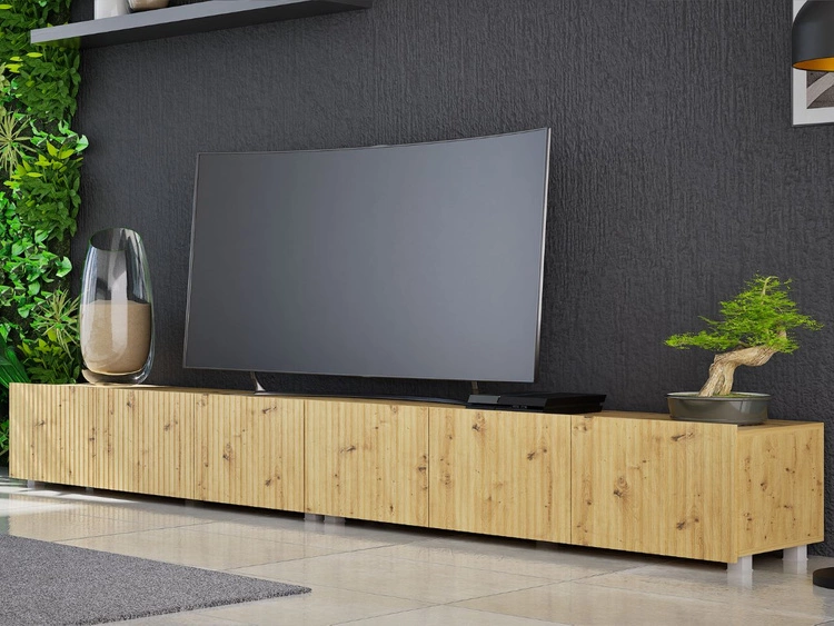 Zestaw szafek pod telewizor z drzwiczkami 300 cm Kioto Dąb Artisan