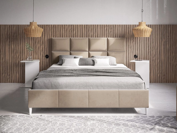 Łóżko tapicerowane ze stelażem 140x200 Luxe Beżowy