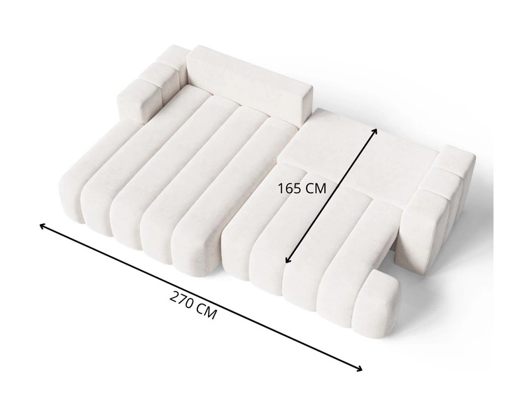 Narożnik L Lewy z funkcją spania i pojemnikiem Caleo Jasnoszary