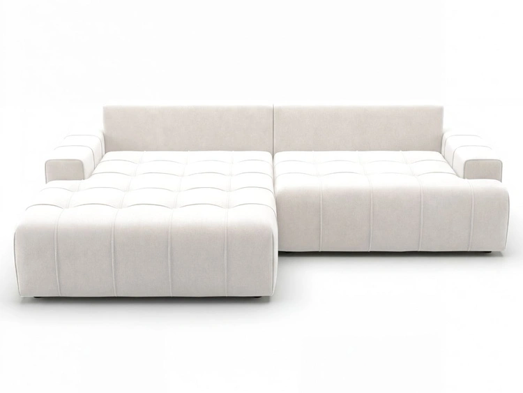 Narożnik L z funkcją spania i pojemnikiem Tulio lewy kremowy