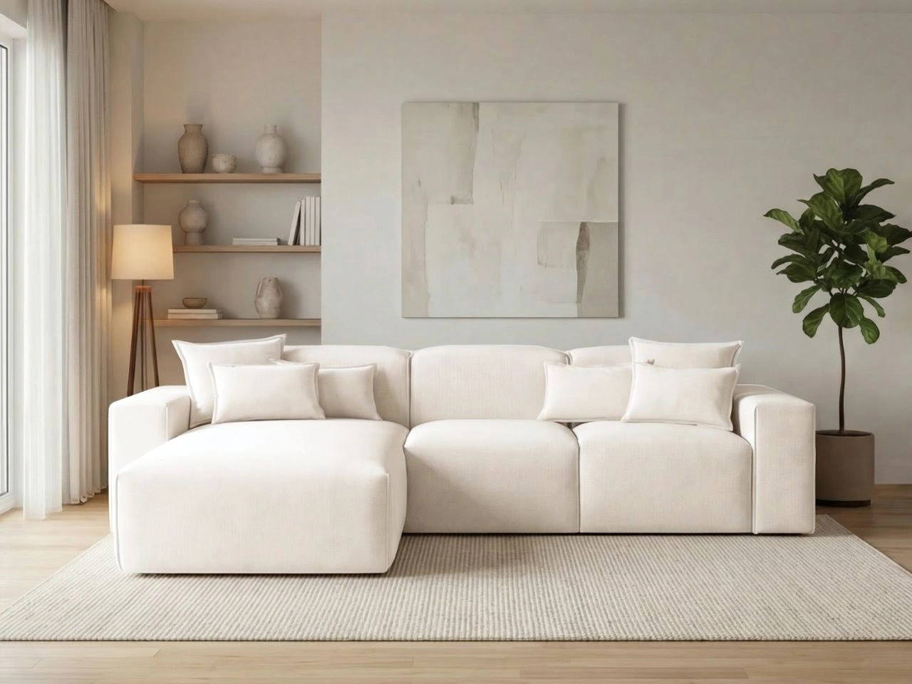 Narożnik L Lewy Leni kremowy