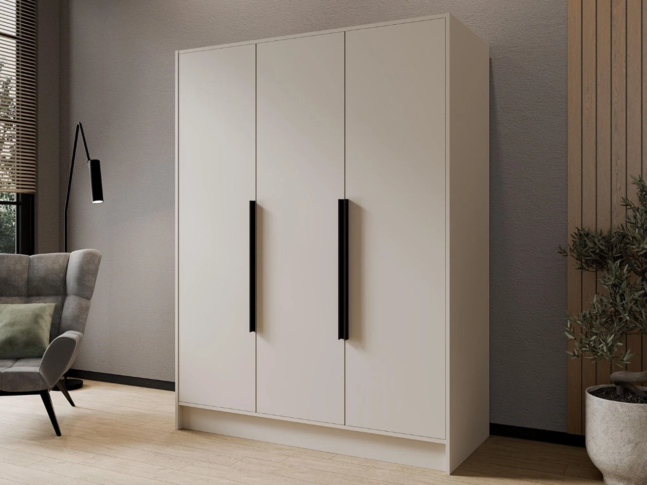 Szafa otwierana 150 cm Perugia Kaszmir z czarnymi uchwytami