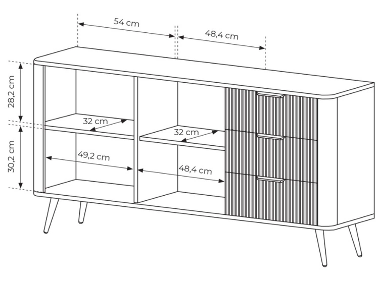 Komoda z szufladami i drzwiami 163 cm Latina Czarna