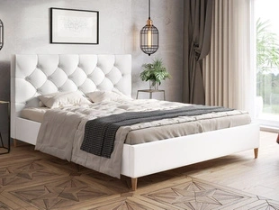 Łóżko tapicerowane ze stelażem 160x200 Tril Białe