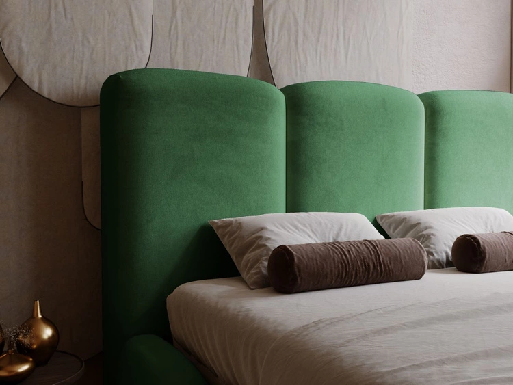 Łóżko tapicerowane z pojemnikiem i stelażem 120x200 cm Bubble Zielone