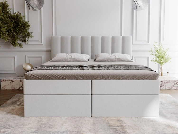 Łóżko kontynentalne z pojemnikiem na pościel 180x200 Mocca Szare