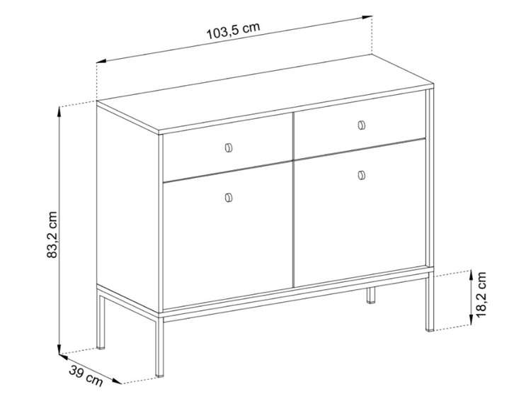 Komoda z drzwiami i szufladami na czarnych nóżkach 104 cm Amor Beż piaskowy