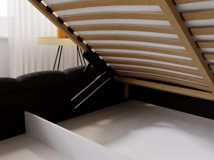 Łóżko tapicerowane z pojemnikiem i stelażem 140x200 Cloud czarne