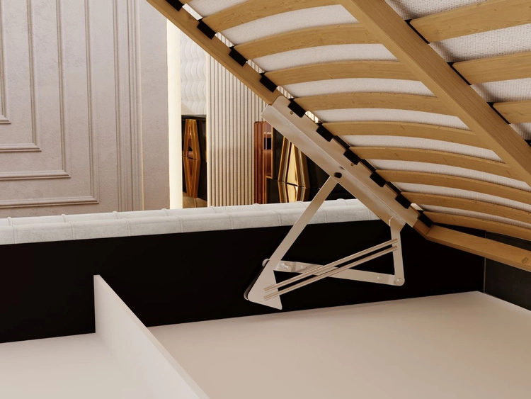 Łóżko tapicerowane z pojemnikiem i stelażem 180x200 Barbados Kremowe