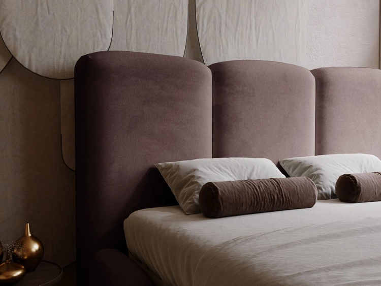 Łóżko tapicerowane z pojemnikiem i stelażem 200x200 cm Bubble Brązowe