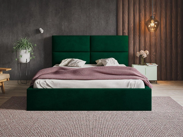 Łóżko tapicerowane z pojemnikiem i stelażem 120x200 Marad zielone