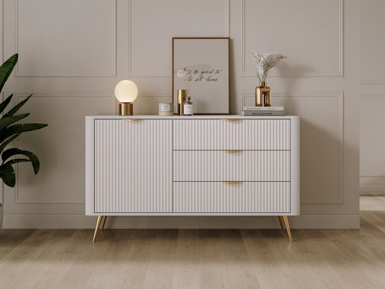 Komoda z drzwiami i szufladami Latina Biała