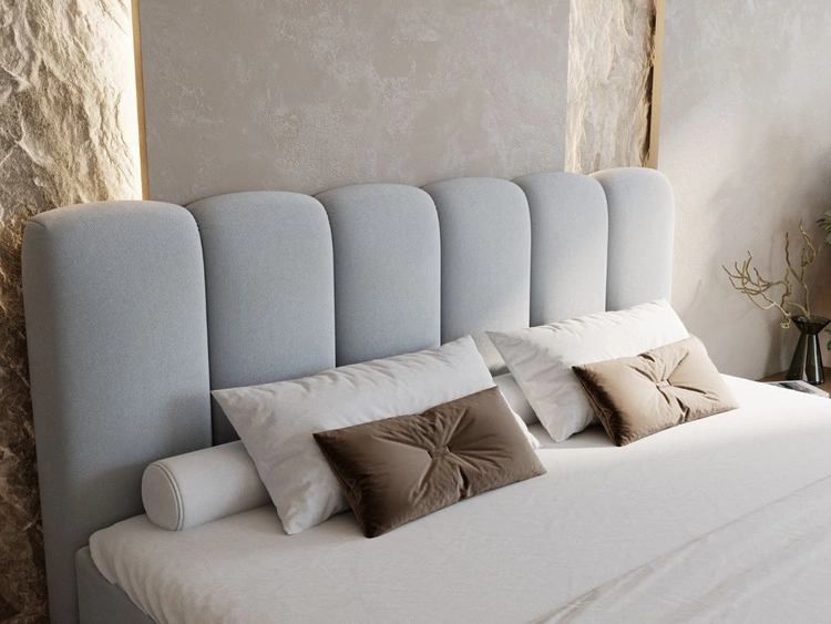 Łóżko kontynentalne z pojemnikiem na pościel 140x200 Cloud szary