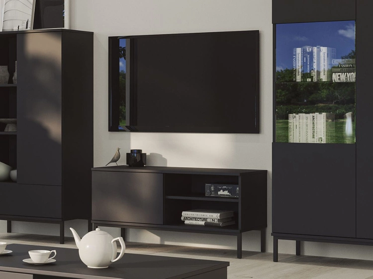 Szafka pod telewizor z drzwiczkami Soroko Czarny