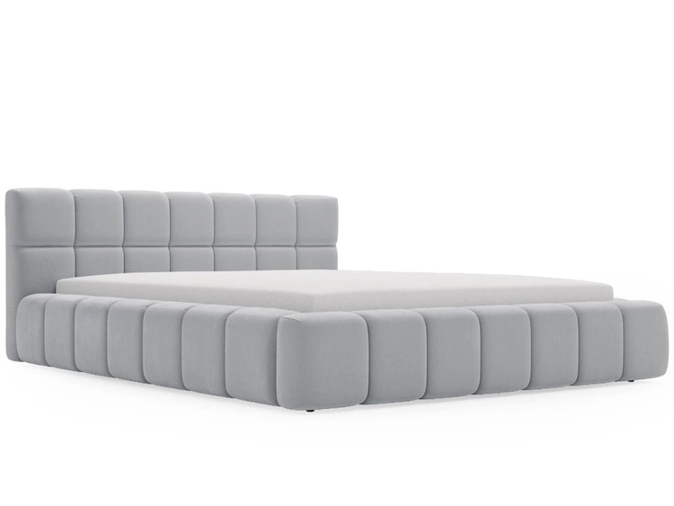 Łóżko tapicerowane z pojemnikiem i stelażem 140x200 Alicante Jasny szary