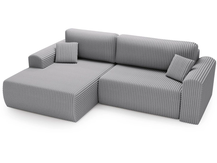 Narożnik z funkcją spania i pojemnikiem Belvio lewy Jasnoszary