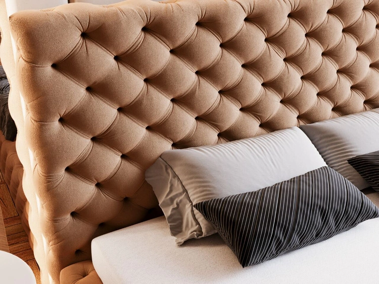 Łóżko tapicerowane z pojemnikiem i stelażem 160x200 Astra Brązowy