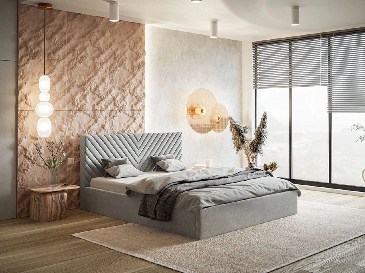 Łóżko tapicerowane z pojemnikiem i stelażem 120x200 Esma Szare