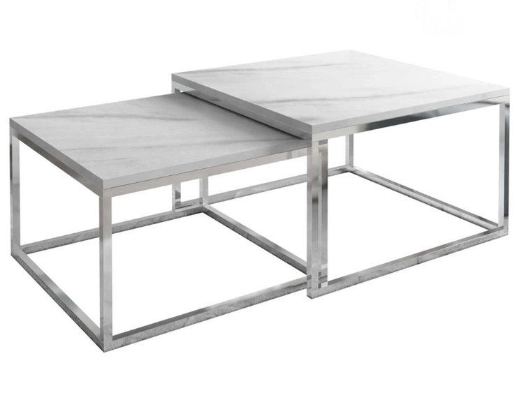 Stolik kawowy na chromowanym stelażu z imitacją białego marmuru Asumi 36x42