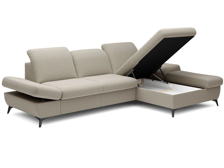 Narożnik L Prawy z funkcją spania i pojemnikiem Hannover Jasnobrązowy