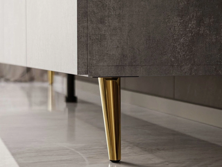 Szafka RTV pod telewizor z drzwiczkami na złotych nóżkach 200 cm Nodoo Beton