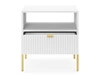 Stolik nocny z szufladą Amber biały na złotych nogach