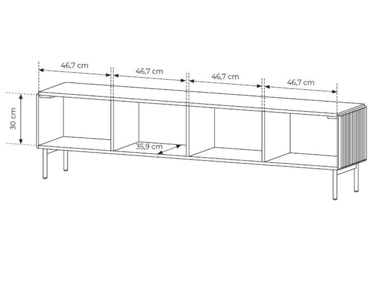 Szafka RTV z czterema drzwiami Qualita Kaszmirowa