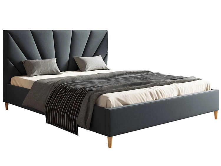 Łóżko tapicerowane ze stelażem 140x200 Fuzi szare